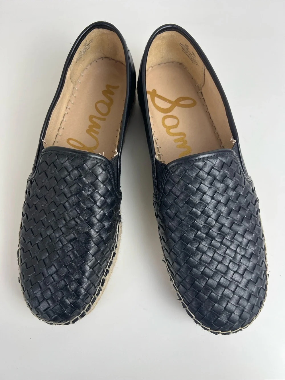 Sam Edelman Catherine Black Woven Leather Espadrille‎ Platform Loafers Size 11